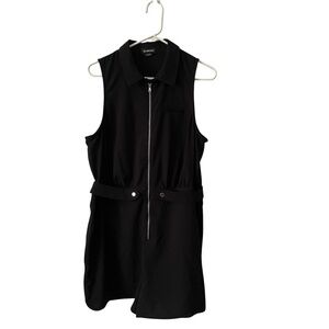 Bebe Black Collared Romper Front Zip  Size XL